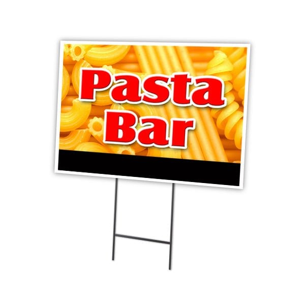 Pasta Bar Yard Sign & Stake outdoor plastic coroplast window, C-1824-DS-Pasta Bar